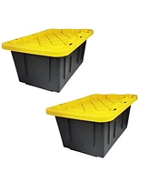 Homz 15 Gallon Durabilt Home Storage Container w/Snap Lid, Black/Yellow(2 Pack)