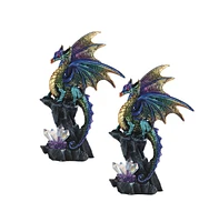 Fc Design "2-pc Set" 6"H Purple Dragon Guarding Faux Crystal Gemstone Figurine Statue Ornament Home Room Office Decor and Perfect Ideas for Housewarmi