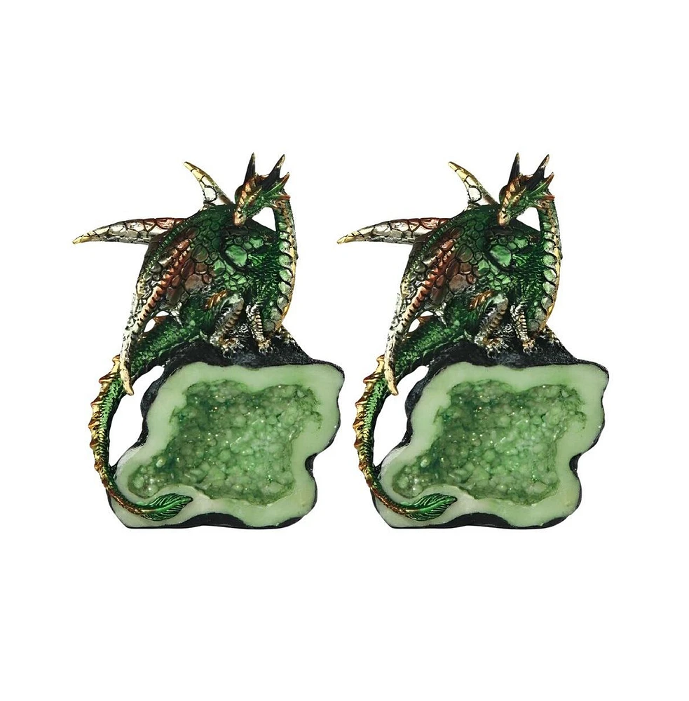 Fc Design "2-pc Set" 5.5"H Green Dragon on Green Faux Crystal Stone Figurine Statue Ornament Home Room Office Decor and Perfect Ideas for Housewarming