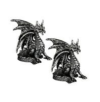 Fc Design "2-pc Set" 3.75"W Medieval Silver Dragon Figurine Statue Ornament Home Room Office Decor and Perfect Ideas for Housewarming, Holidays and Bi