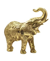 Fc Design "2-pc Set" 10.25"W Gold Thai Elephant with Trunk Up Figurine Statue Ornament Home Room Office Decor and Perfect Ideas for Housewarming, Holi