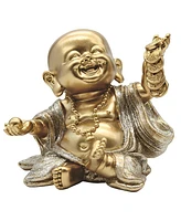 Fc Design "2-pc Set" 4.25"H Gold and Silver Maitreya Buddha Holding Gold Ingot Figurine Statue Ornament Home Room Office Decor and Perfect Ideas for H