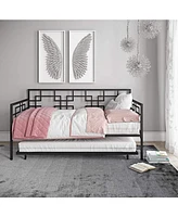 Slickblue Metal Daybed Frame with Pull-Out Trundle Bed for Extra Sleeping Space