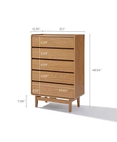 LuxenHome Summer Oak Engineered Wood 48.5-Inch Tall 5-Drawer Bachelor Chest