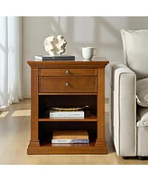 Hulala Home Mulo Traditional Nightstand with Three Ports and Adjustable Shelf