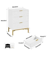 gaomon Modern 3 Drawer Dresser, Nightstand with Wide Top, Chest of Drawers