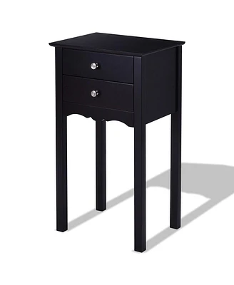 Slickblue Elegant 2-Drawer End Table Nightstand Side Table for Bedroom Storage and Home Decor