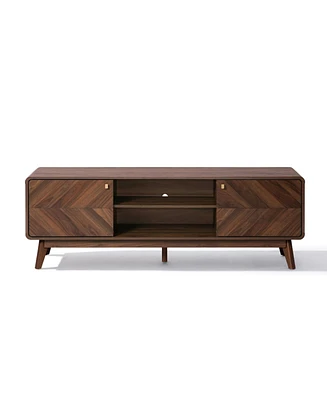 LuxenHome Columbia Engineered Wood 63-Inch Wide Credenza Tv Stand with Storage