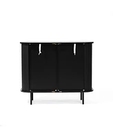 LuxenHome Mid-Century Modern 2-Door Accent Cabinet with Slatted Sliding Doors