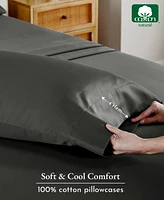 King 100% Cotton 500 Thread Count Pillow Cases, Size, Soft and Silky, Cool Smooth by California Design Den