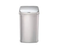 Slickblue Silver 13-Gallon Stainless Steel Kitchen Trash Can with Motion Sensor Lid