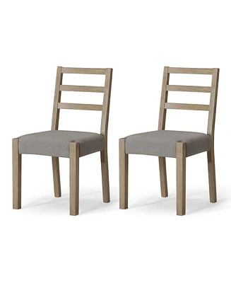 Maven Lane Willow Rustic Dining Chair, Grey with Slate Linen Fabric, Set of 2