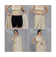 One Minute Saree Women's Tia Cream Monochrome Satin Ready to Wear Sari