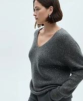 Mango Women's V-Neck Sequin Sweater