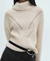 Mango Women's Unstitched Detail Turtleneck Sweater