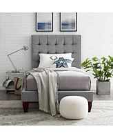 Inspired Home Telford Velvet Platform Bed Frame and Headboard Set Twin