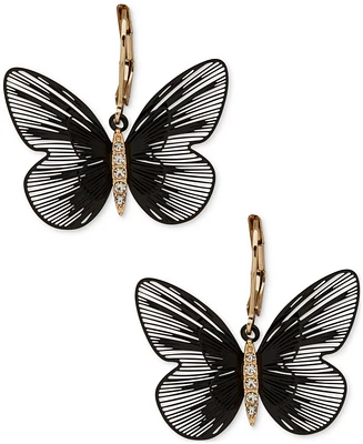 lonna & lilly Gold-Tone Pave Butterfly Drop Earrings