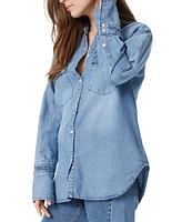 Sam Edelman Women's Wrenly Button-Front Denim Cotton Shirt