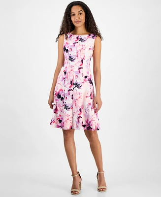 Kasper Women's Floral-Print Multi-Seam Fit & Flare Dress, Regular and Petite Sizes