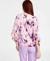 Kasper Women's Floral Ruffled Bell-Sleeve Top, Regular & Petite