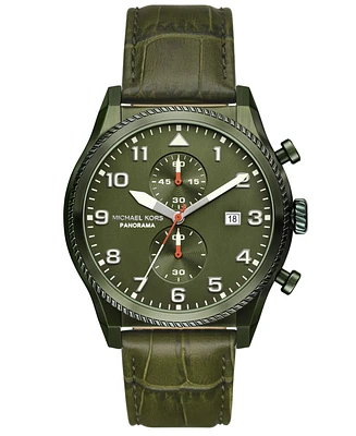 Michael Kors Men's Panorama Chronograph Green Leather Watch, 44mm