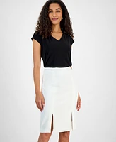 Kasper Women's Stretch Crepe Paneled Pencil Skirt