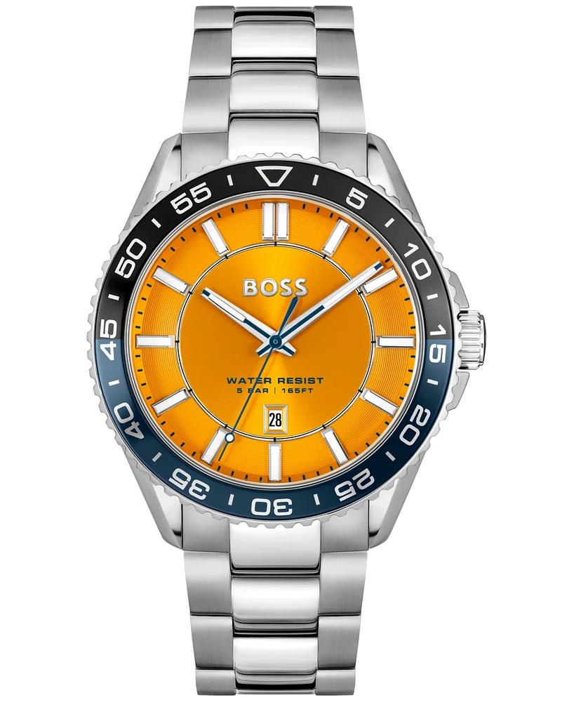 Hugo Boss Men's Runner 3H Silver Stainless Steel Watch