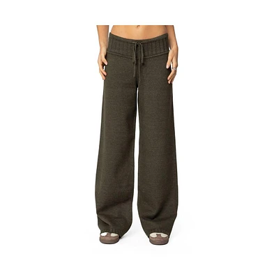 Edikted Womens Russell Straight Leg Knit Pants