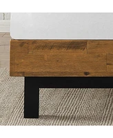 Slickblue Solid Wood Modern Platform Bed Frame with Adjustable Height Headboard