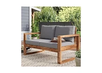 Slickblue Farmhouse Log A-Frame 2-Seat Wooden Swing Bench for Outdoor Relaxation and Patio Decor