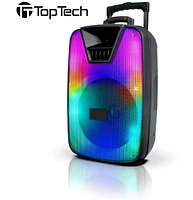 Toptech Ellite-15 Bluetooth Speaker, 6000W, 15" Woofer, Flame Light