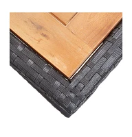 vidaXL Patio Table Black Solid Acacia Wood and Poly Rattan