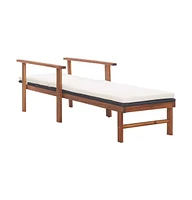 vidaXL Sun Lounger with Cushion Poly Rattan and Solid Acacia Wood Black