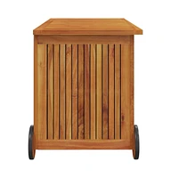 vidaXL Patio Storage Box with Wheels 35.4"x19.7"x22.8" Solid Wood Acacia