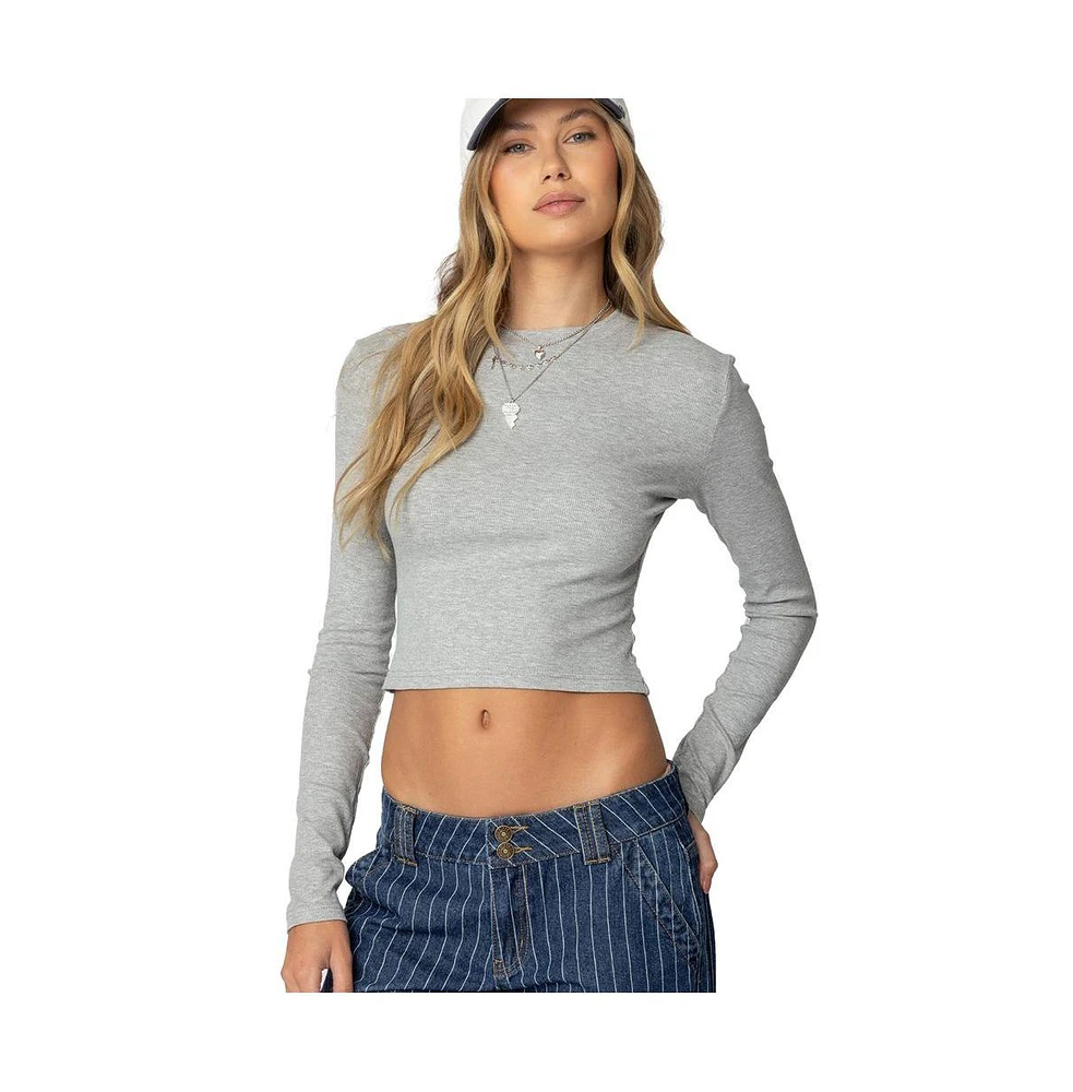 Edikted Womens Mikayla Ribbed Knit Top