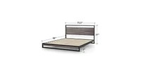 Slickblue Modern Metal Wood Platform Bed Frame with Headboard