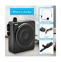 Pyle Compact Portable Pa System with Headset Microphone, Rechargeable Battery, and MP3 Playback (Black