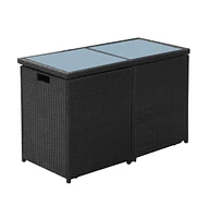 vidaXL 3 Piece Bistro Set with Cushions Poly Rattan Black