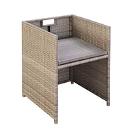 vidaXL Patio Chairs 2 pcs with Cushions and Pillows Poly Rattan Beige