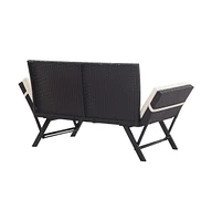 vidaXL Patio Bench with Cushions 69.3" Black Poly Rattan