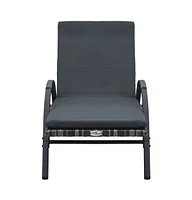 vidaXL Sun Lounger with Cushion & Wheels Poly Rattan Anthracite