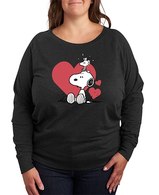 Hybrid Apparel Plus Peanuts Snoopy Valentines Day Heart Graphic Crew Neck Top