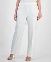 Kasper Women's Melange Crepe Pull-On Wide-Leg Pants