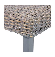 vidaXL Bench 43.3" Gray Natural Kubu Rattan and Solid Mango Wood