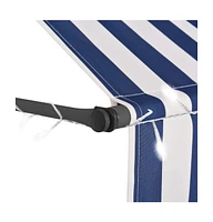 Manual Retractable Awning with Led 98.4" Blue and White