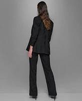 Karl Lagerfeld Paris Shawl Collar Blazer Tie Neck Blouse Wide Leg Pants