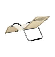 vidaXL Sun Lounger Textilene Cream and Gray