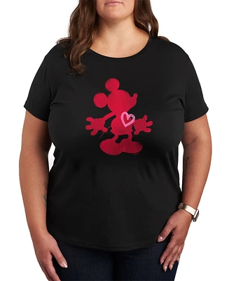 Hybrid Apparel Plus Trendy Disney Mickey Heart Graphic Crew Neck T-Shirt