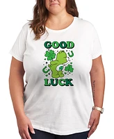 Hybrid Apparel Plus Trendy Care Bears Good Luck Graphic Crew Neck T-Shirt