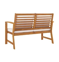 Patio Bench 47.2" with Cream Cushion Solid Acacia Wood